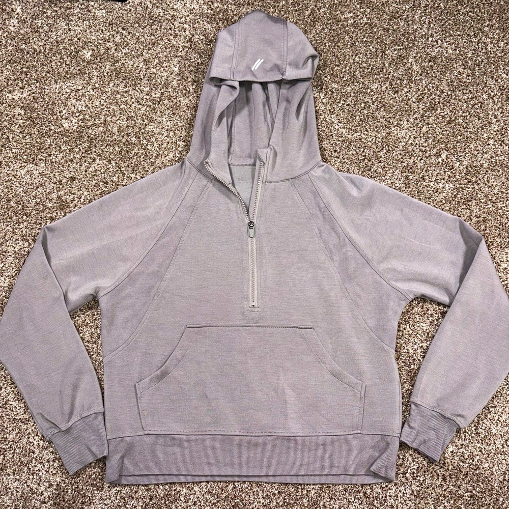 RECREATION Grey Half-Zip Athletic Hoodie Pocket Sweatshirt Womens Small